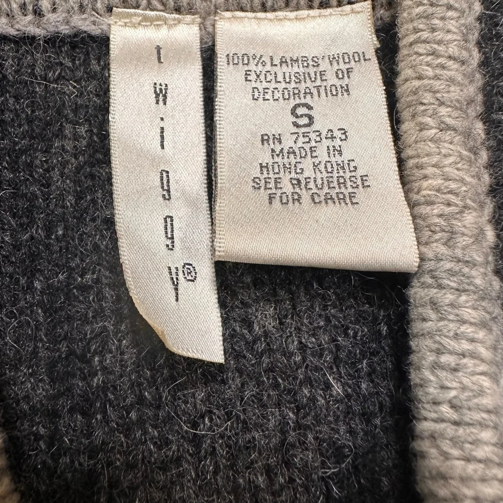 VTG 90s Twiggy Lambswool Hooded Zip Cardigan Minimal Knit Sweater | XS/S - Picture 6 of 11